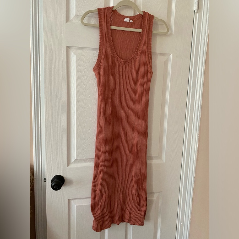 Coral stretch knit Gap sleeveless midi dress